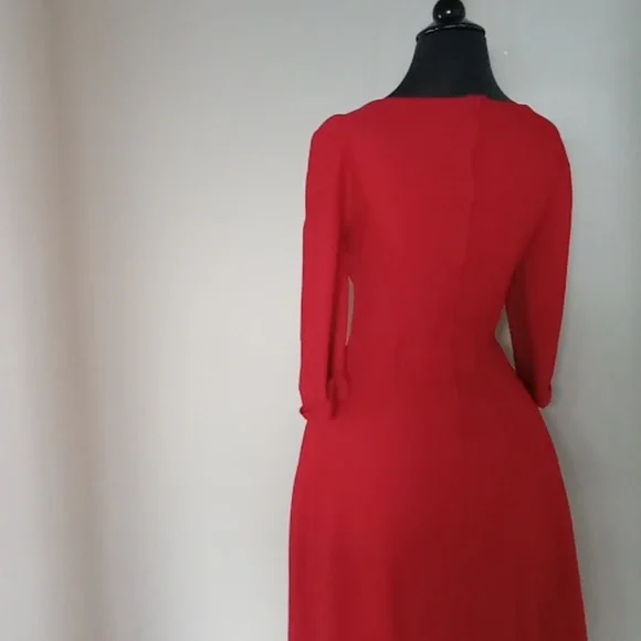 Pinup couture long sleeved red swing dress with pockets small - Picture 4 of 7